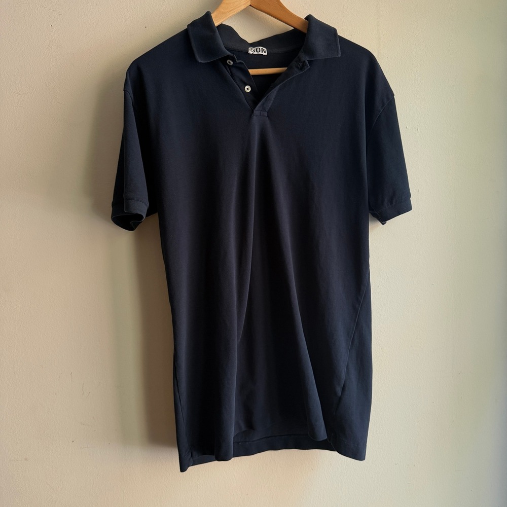 SON of a TAILOR Short Sleeve Pique Polo Shirt Navy Blue Large SEE MEASUREMENTS